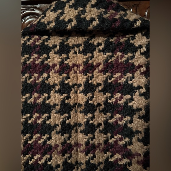 Ann Taylor Plaid Double Breasted Coat - Black, Maroon & Brown - Picture 10 of 10